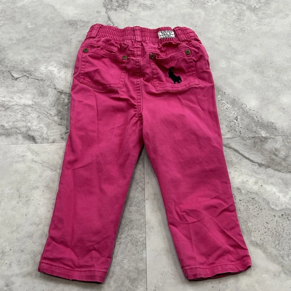 Ralph Lauren Girls Pink Skinny Pants 24 M Cotton Big Pocket‎ Logo